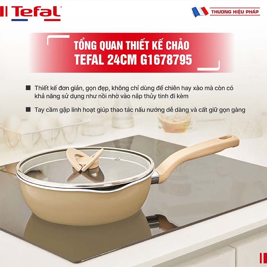 Chảo nồi có nắp đa năng 3 trong 1 Tefal 24cm G1678795