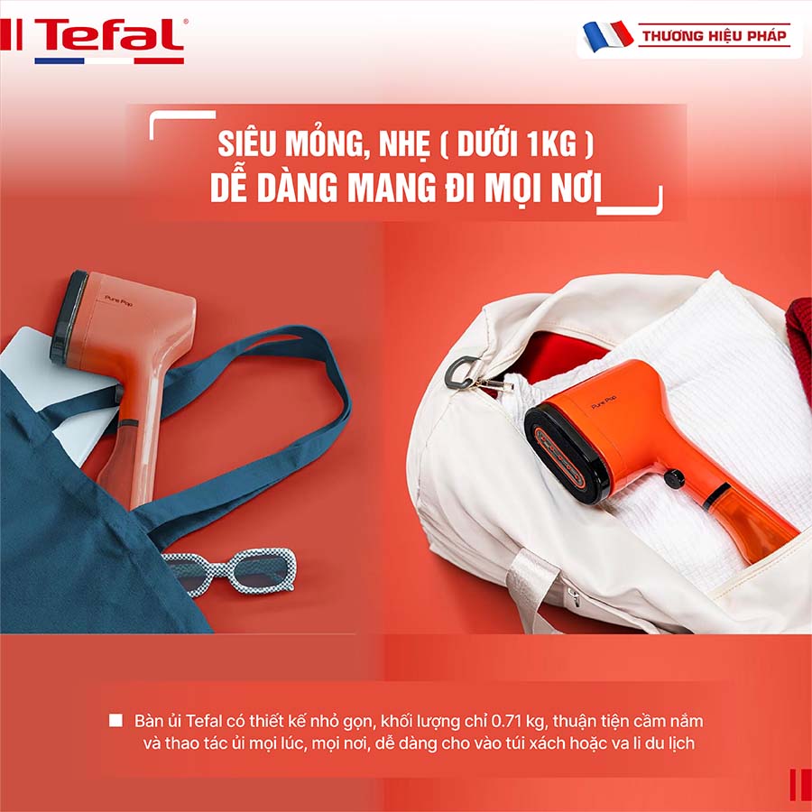 Bàn ủi hơi nước cầm tay Tefal Pure Pop DT2022 - 1300W