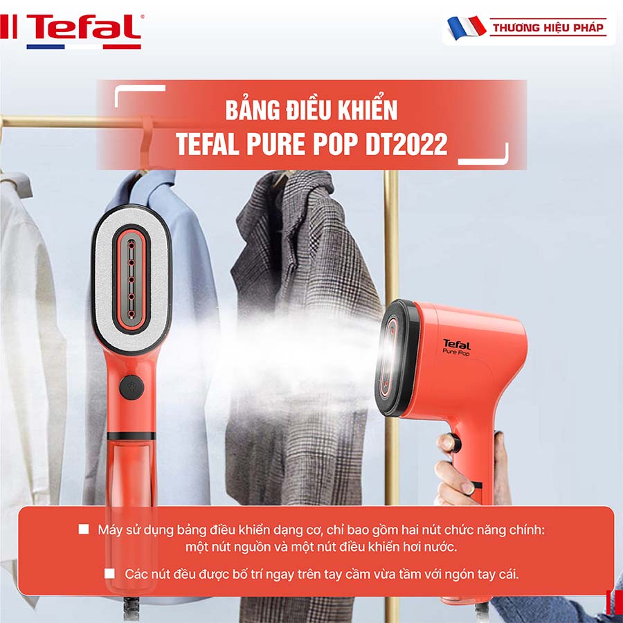 Bàn ủi hơi nước cầm tay Tefal Pure Pop DT2022 - 1300W