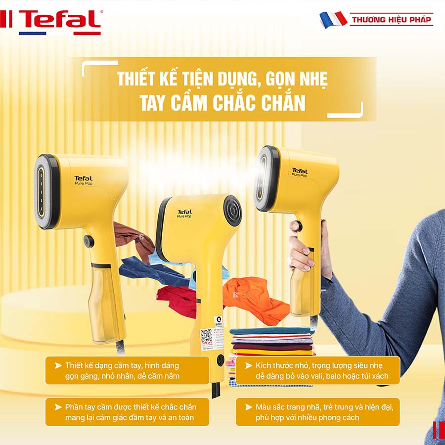 Bàn ủi hơi nước cầm tay TEFAL Pure Pop DT2026 - 1300W