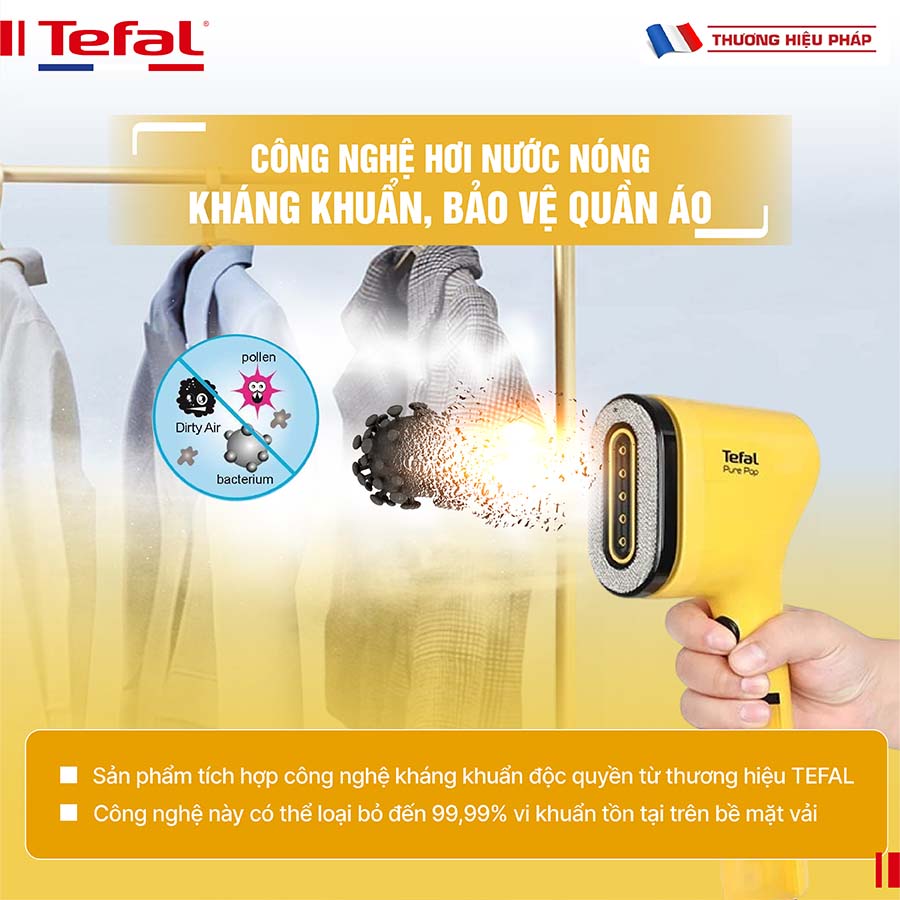 Bàn ủi hơi nước cầm tay TEFAL Pure Pop DT2026 - 1300W
