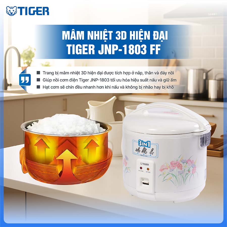 Nồi cơm điện Tiger JNP-1803 FF dung tích 1.8 lít