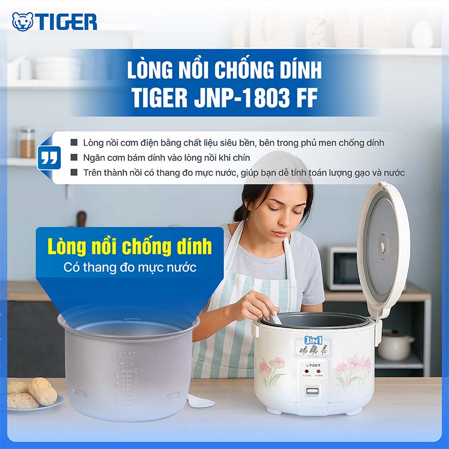 Nồi cơm điện Tiger JNP-1803 FF dung tích 1.8 lít