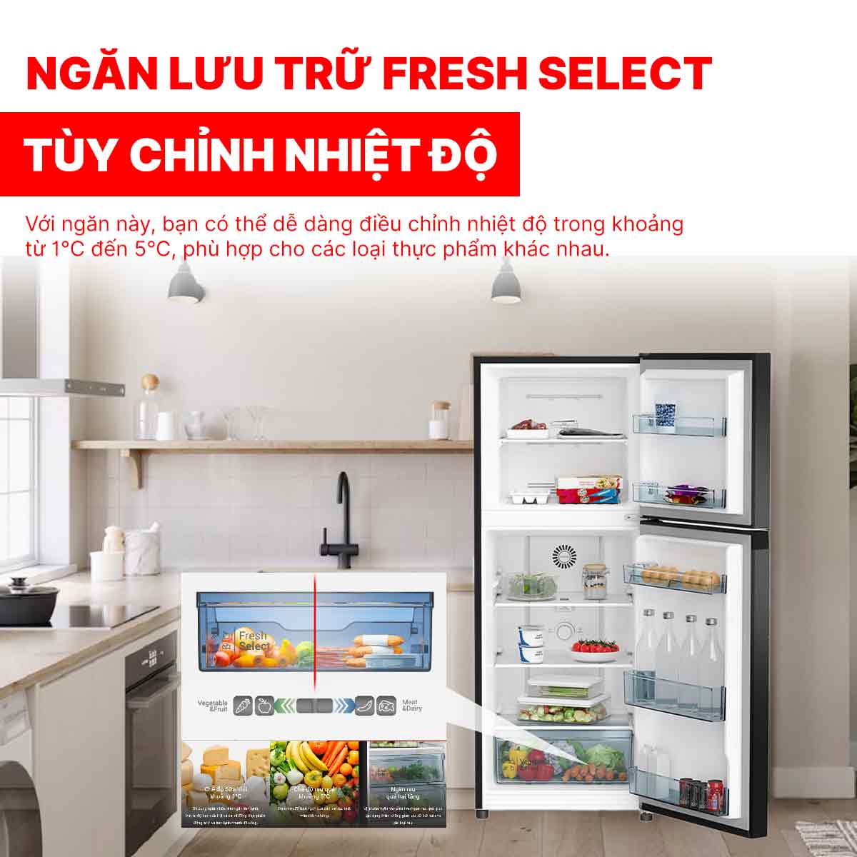Tủ lạnh Hitachi Inverter 240 lít HRTN5255MFUVN