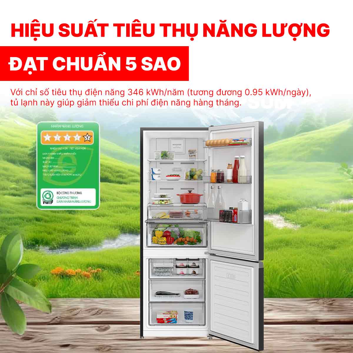 Tủ lạnh Hitachi Inverter 323 Lít R-B340PGV1
