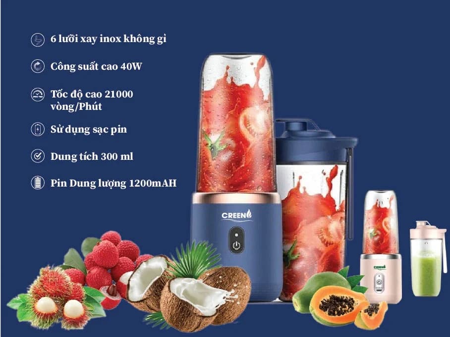 máy xay sinh tố cầm tay sạc điện