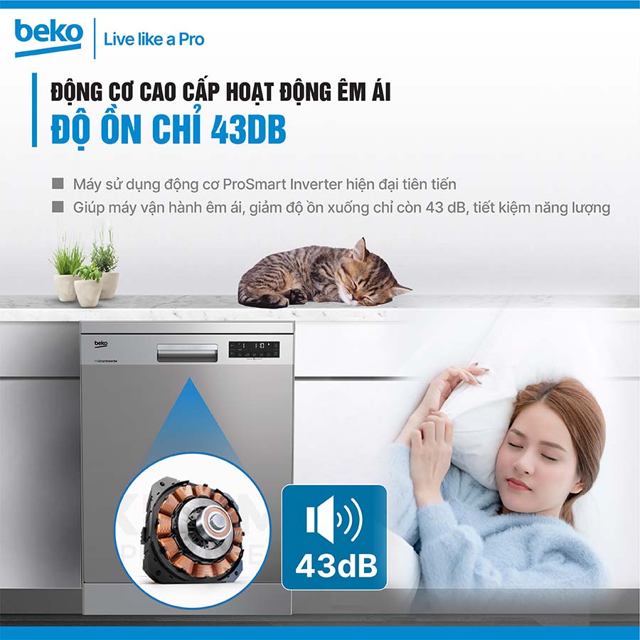 Máy rửa bát độc lập Beko DFN28424X 14 bộ