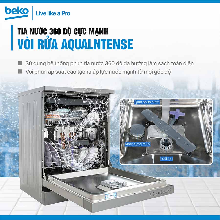 Máy rửa bát độc lập Beko DFN28424X 14 bộ