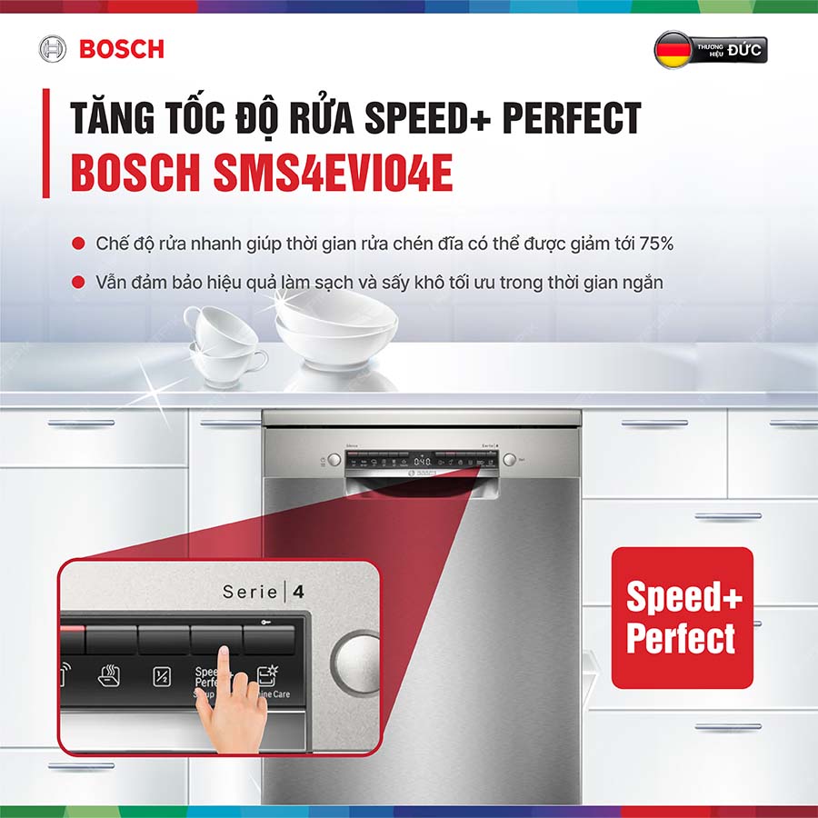 Công nghệ SpeedPerfect Plus rửa sạch bát đĩa, tiết kiệm đến 75% thời gian 