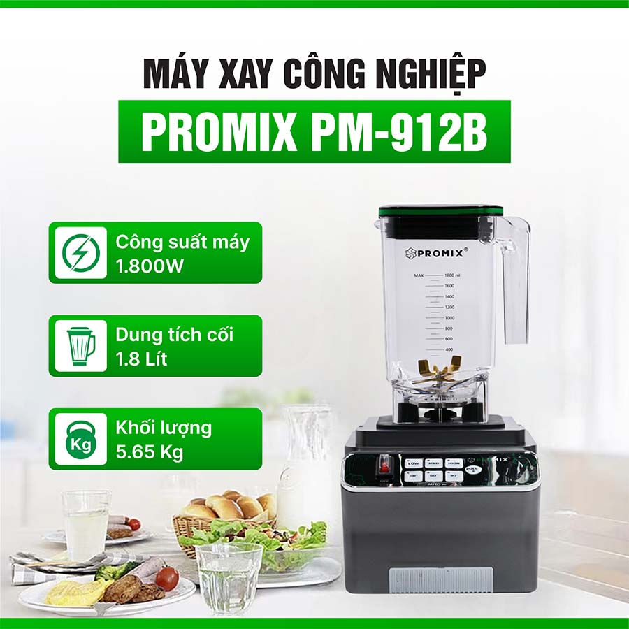 Máy xay sinh tố công nghiệp Promix PM-912B model mới nhất 2025