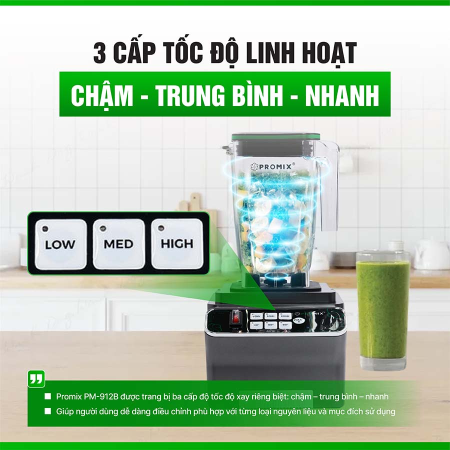 Máy xay sinh tố công nghiệp Promix PM-912B model mới nhất 2025