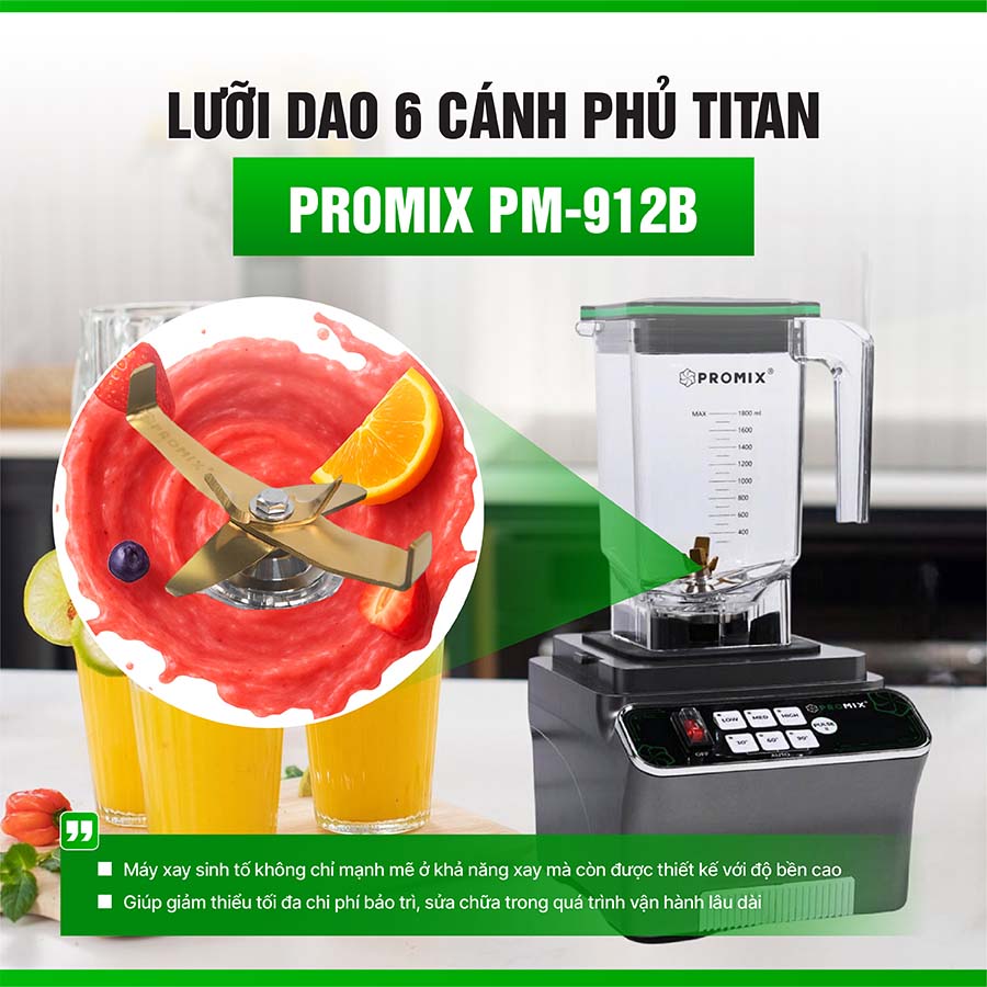Máy xay sinh tố công nghiệp Promix PM-912B model mới nhất 2025