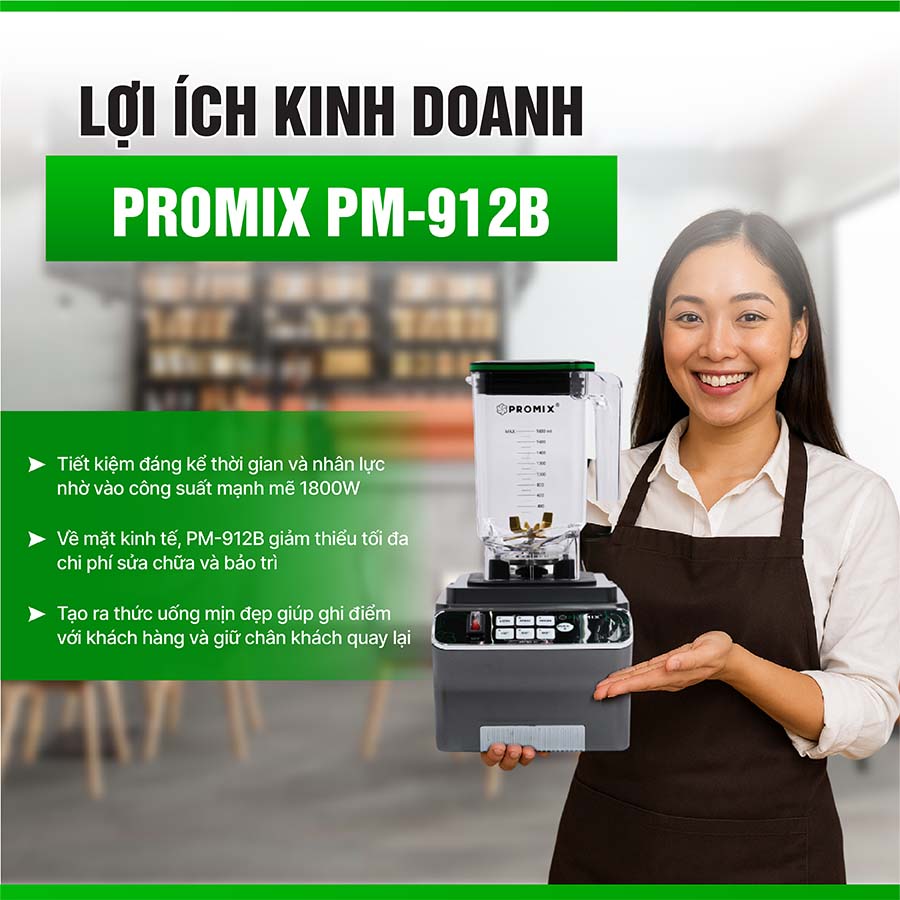Máy xay sinh tố công nghiệp Promix PM-912B model mới nhất 2025