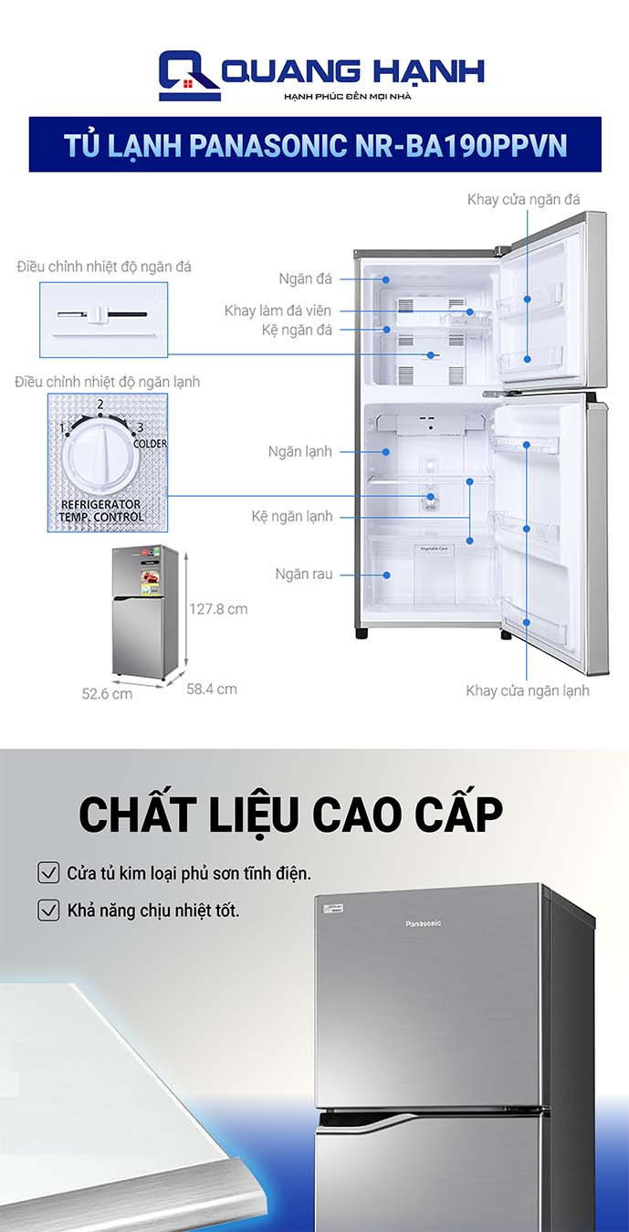 Tủ lạnh Panasonic Inverter 170 lít NR-BA190PPVN QH106732 1