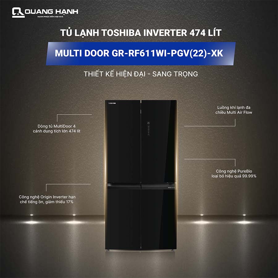 Tủ lạnh Toshiba Inverter 474 lít Multi Door GR-RF611WI-PGV(22)-XK QH243002 2