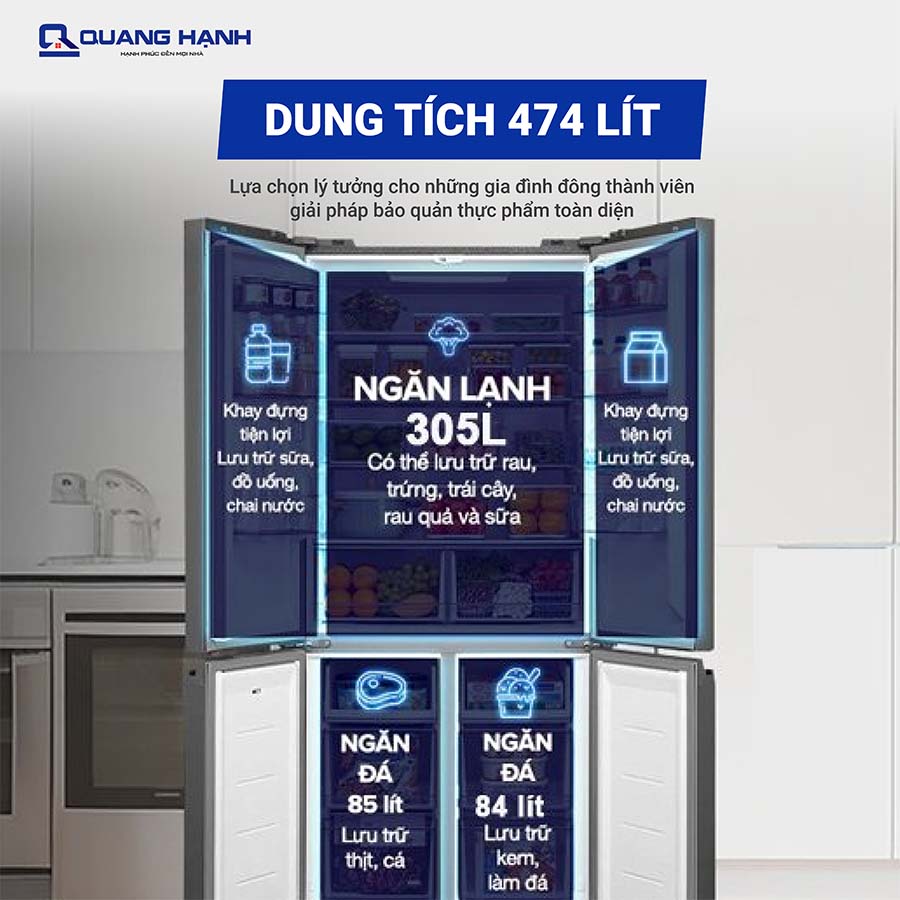 Tủ lạnh Toshiba Inverter 474 lít Multi Door GR-RF611WI-PGV(22)-XK QH243002 3