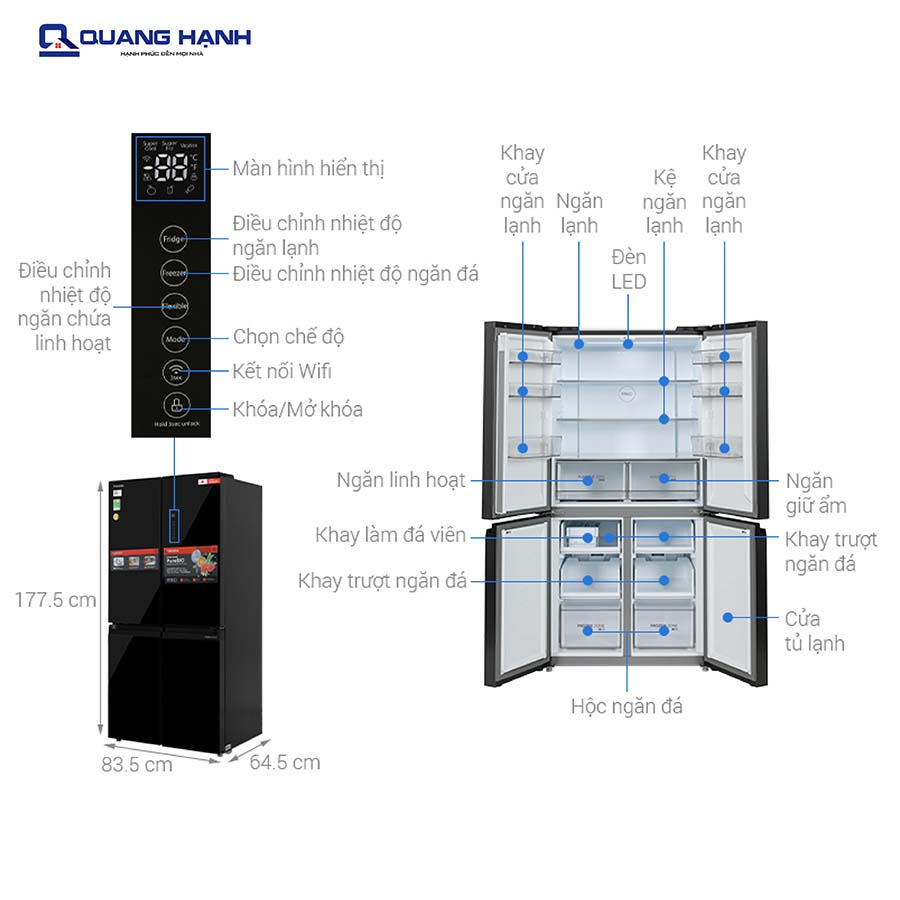 Tủ lạnh Toshiba Inverter 474 lít Multi Door GR-RF611WI-PGV(22)-XK QH243002 1