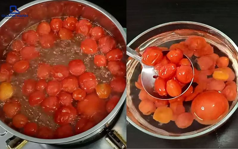 làm nước ép cà chua bằng máy xay sinh tố
