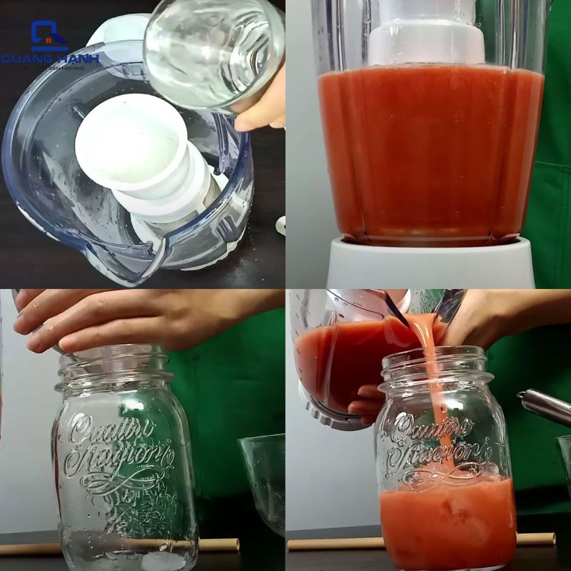 làm nước ép cà chua bằng máy xay sinh tố