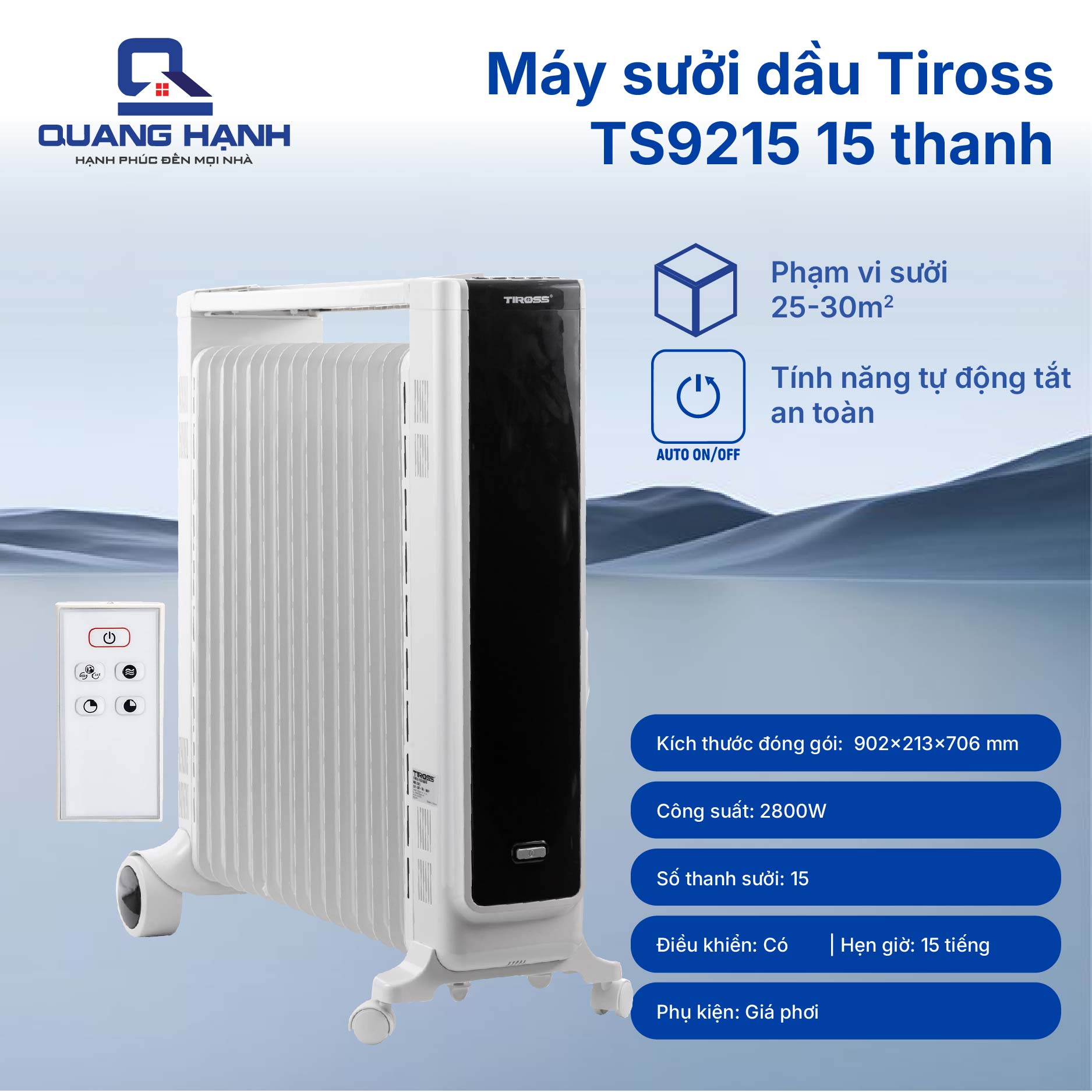 Máy Sưởi Dầu 15 Thanh Tiross TS9215 QH3148 1