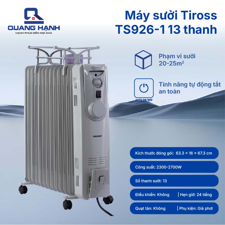 Máy sưởi dầu Tiross 13 thanh TS926-1 QH1107 1