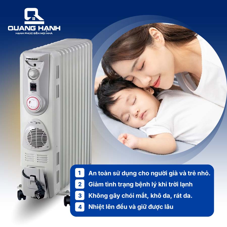 Máy sưởi dầu Tiross 13 thanh TS926 QH7037 9