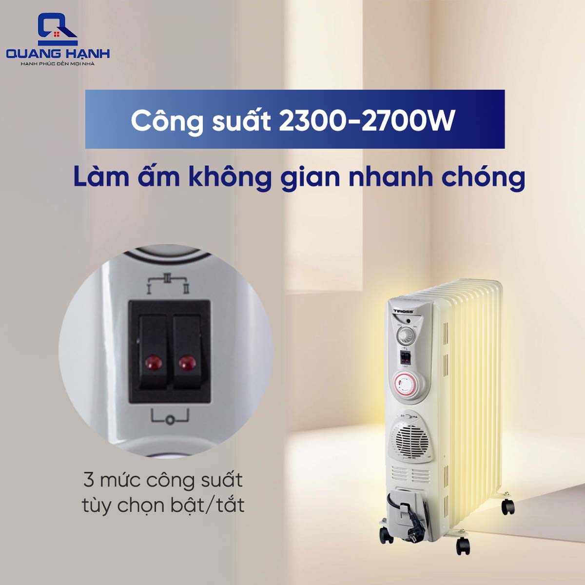 Máy sưởi dầu Tiross 11 thanh TS920 có hẹn giờ QH1146 3
