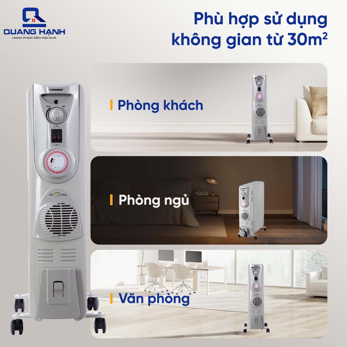 Máy sưởi dầu Tiross 11 thanh TS920 có hẹn giờ QH1146 6