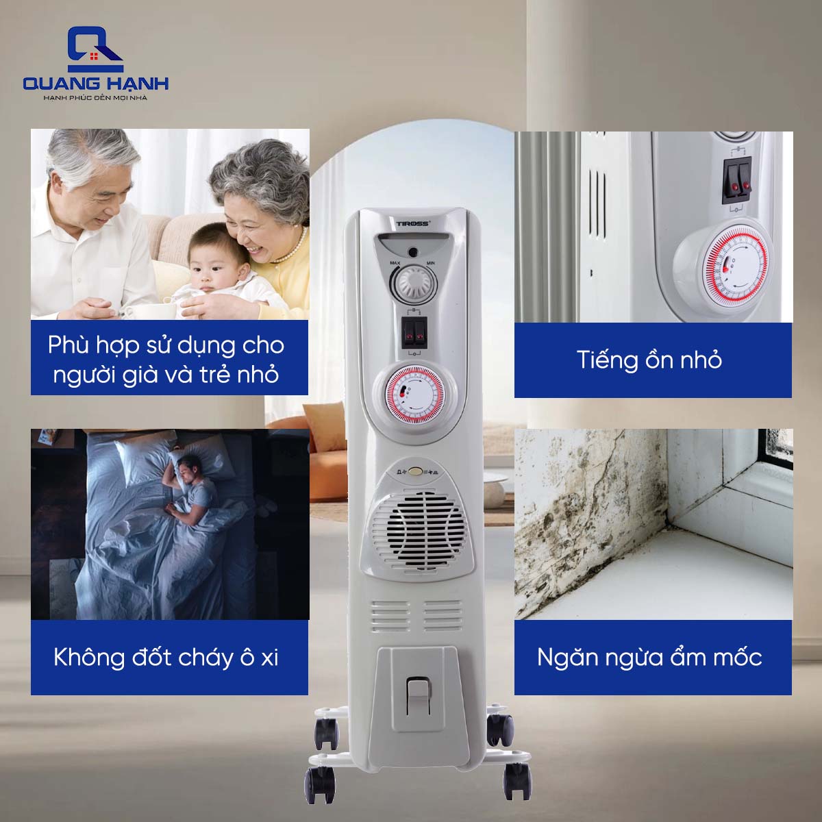 Máy sưởi dầu Tiross 11 thanh TS920 có hẹn giờ QH1146 9
