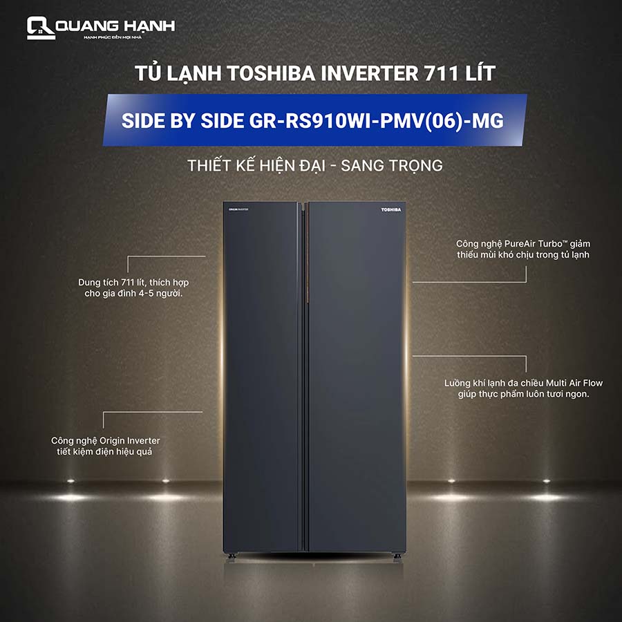 Tủ lạnh Toshiba Inverter 711 lít Side By Side GR-RS910WI-PMV(06)-MG QH245637 2