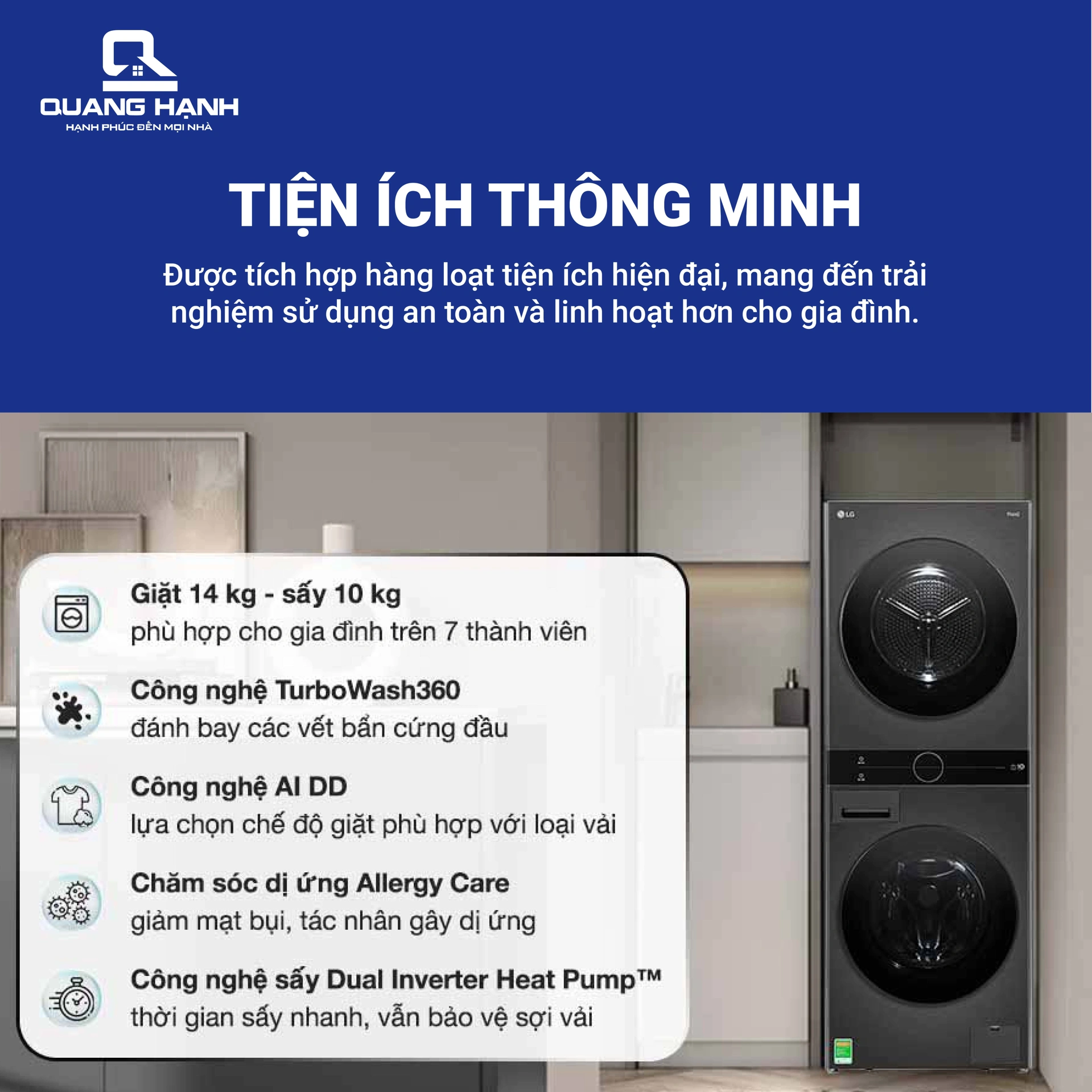 Tháp giặt sấy LG Inverter WT1410NHB QH242439 4