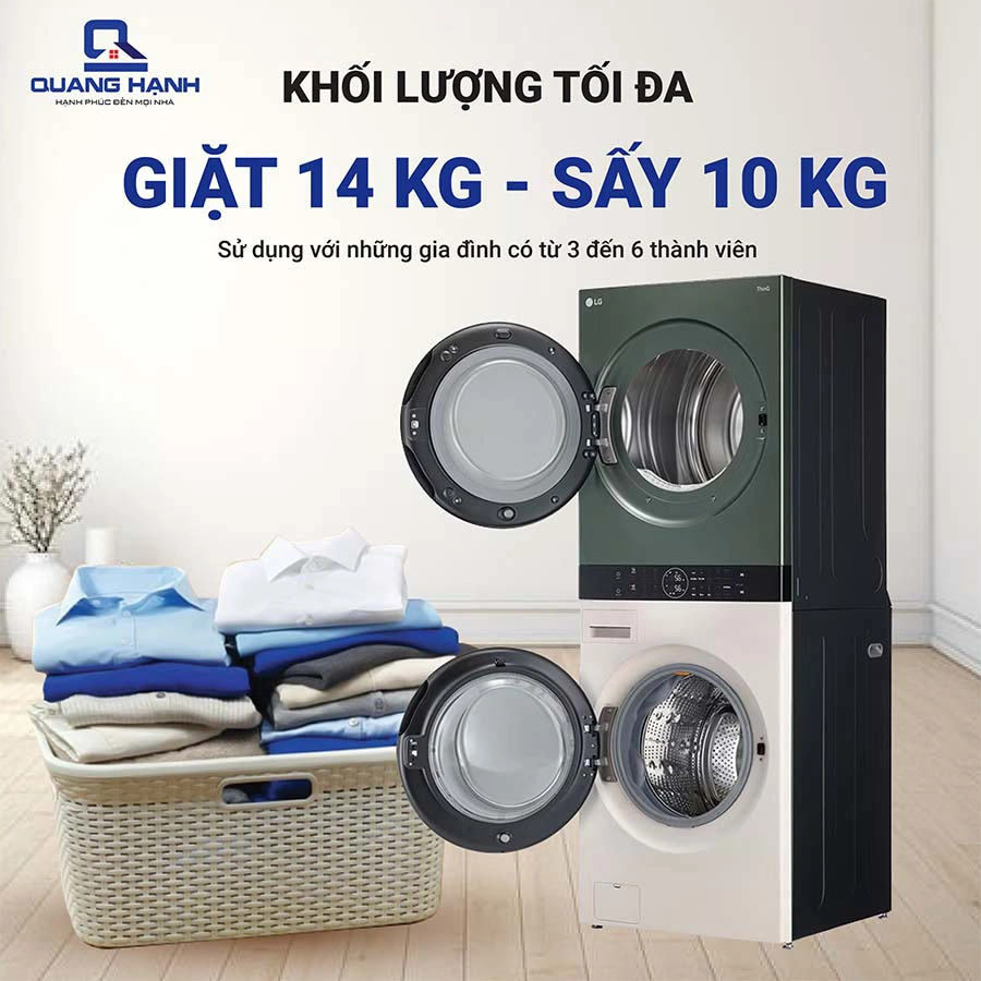 Tháp giặt sấy LG WashTower™ giặt 14kg / sấy 10kg WT1410NHEG QH245568 7
