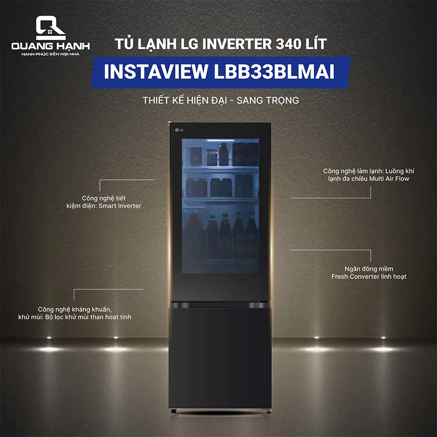 Tủ lạnh LG Inverter 340 lít InstaView LBB33BLMAI  QH246005 1