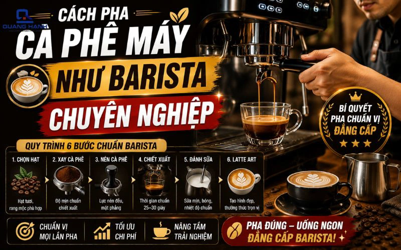 Cách pha cà phê máy chuẩn vị thơm ngon như Barista chuyên nghiệp