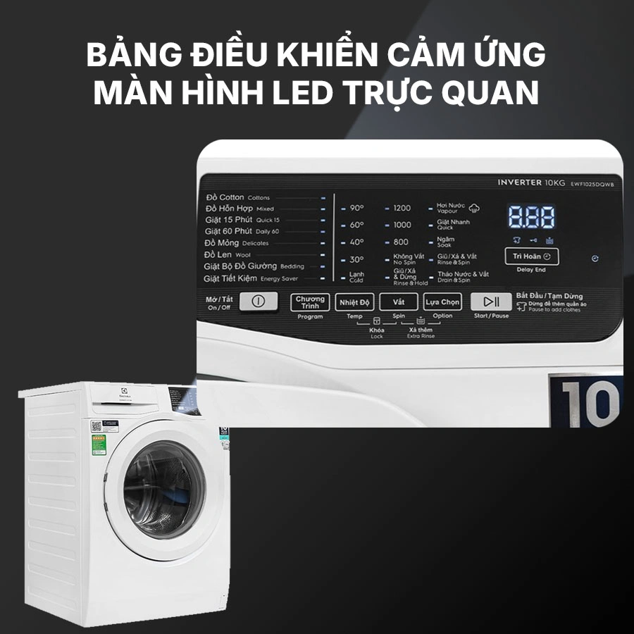 Máy giặt Electrolux Inverter 10 kg EWF1025DQWB  QH243038 3