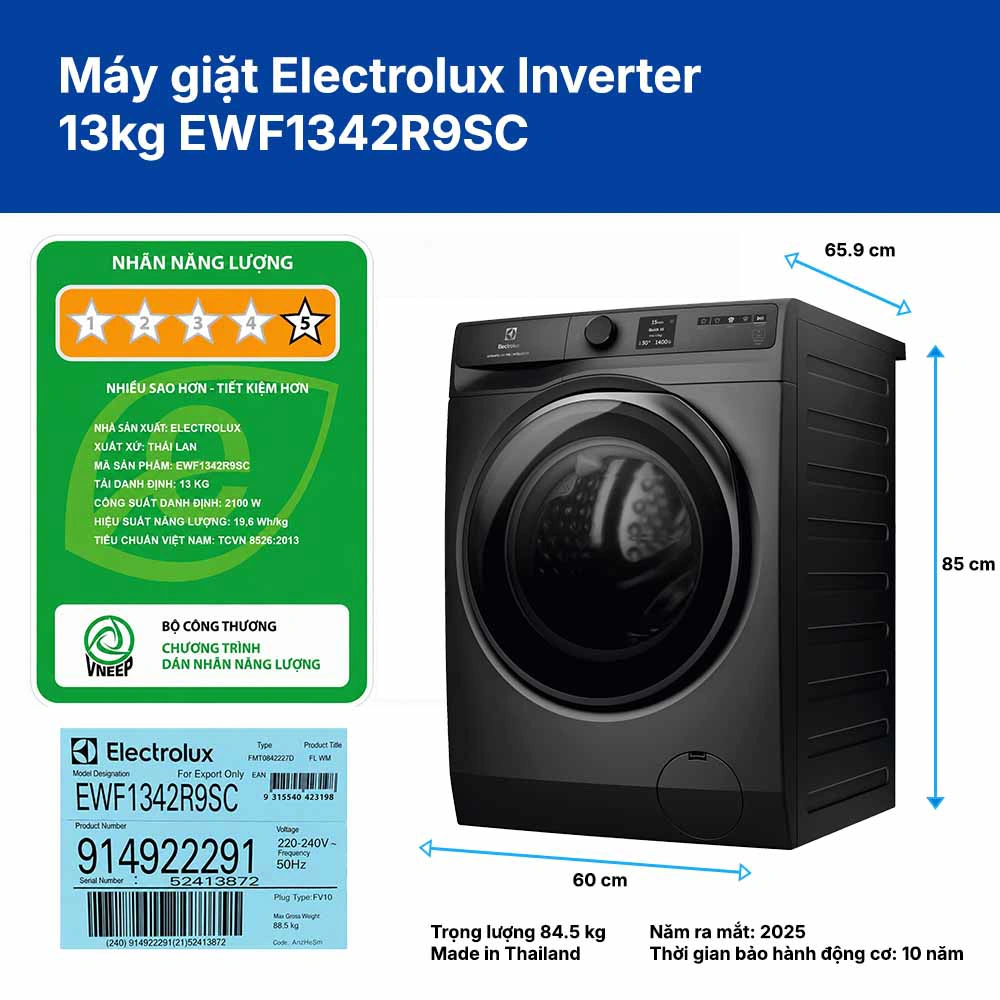 Máy giặt Electrolux Inverter 13kg EWF1342R9SC QH246628 1