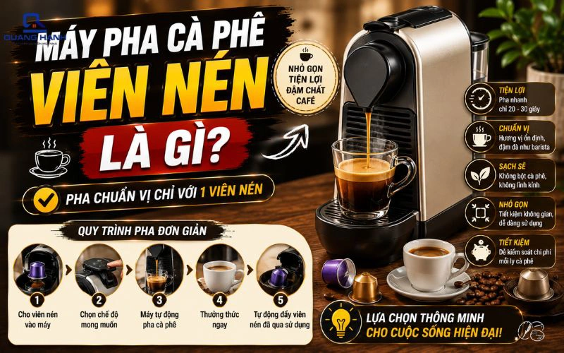 Máy pha cà phê viên nén là gì? Cấu tạo, nguyên lý hoạt động 