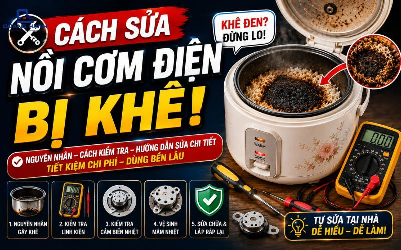 Nguyên nhân và cách khắc phục nồi cơm điện bị khê