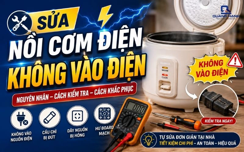 Nguyên nhân và cách khắc phục nồi cơm điện không vào điện