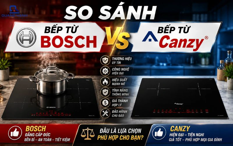 So sánh bếp từ Bosch và Canzy: Nên lựa chọn thương hiệu nào?