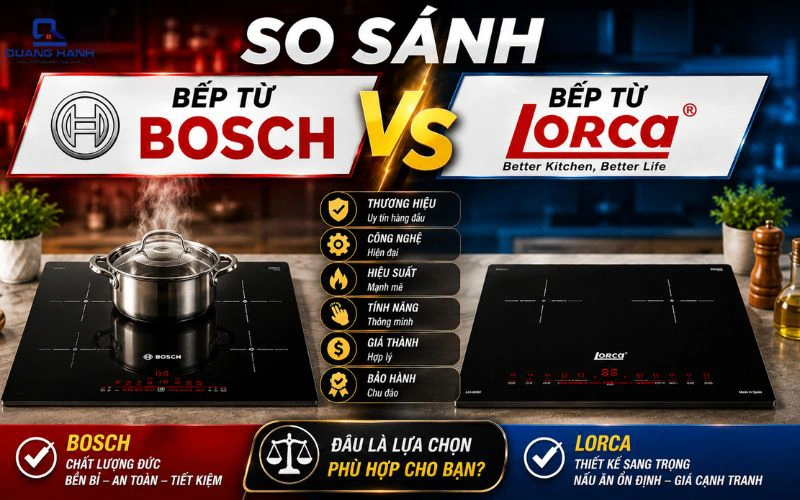 So sánh bếp từ Bosch và Lorca từ A - Z, đâu là đáng mua?