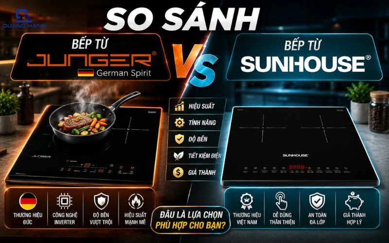 So sánh bếp từ Junger và Sunhouse: Nên lựa chọn thương hiệu nào ?