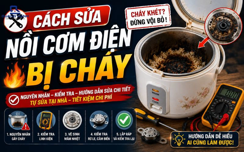 Nguyên nhân và cách sửa nồi cơm điện bị chay tại nhà