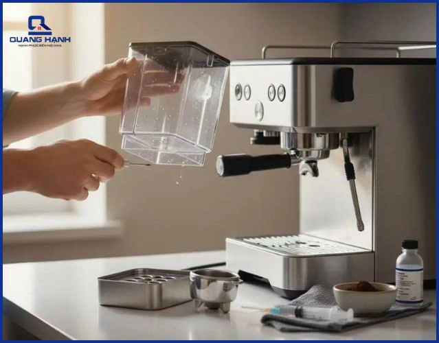 Máy pha cà phê hiển thị cảnh báo