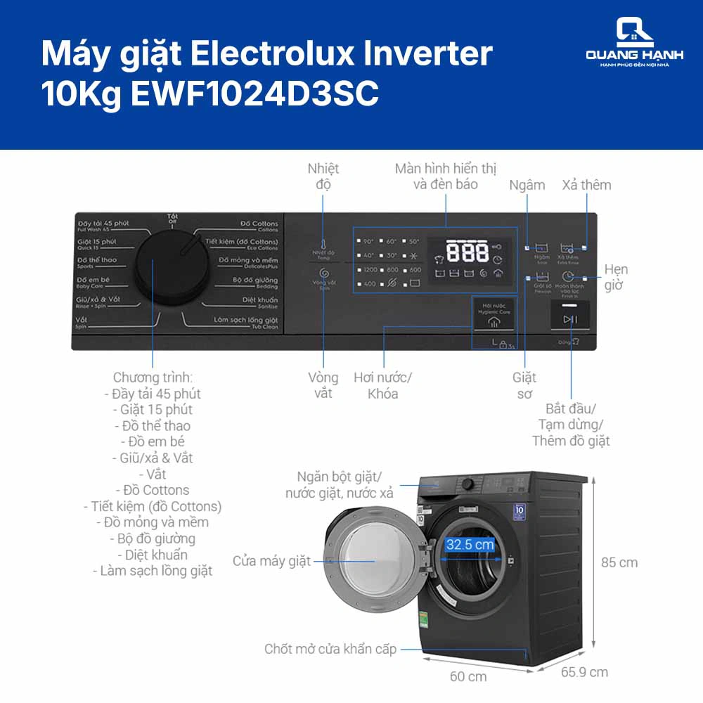 Máy giặt Electrolux Inverter 10Kg EWF1024D3SC QH243600 1