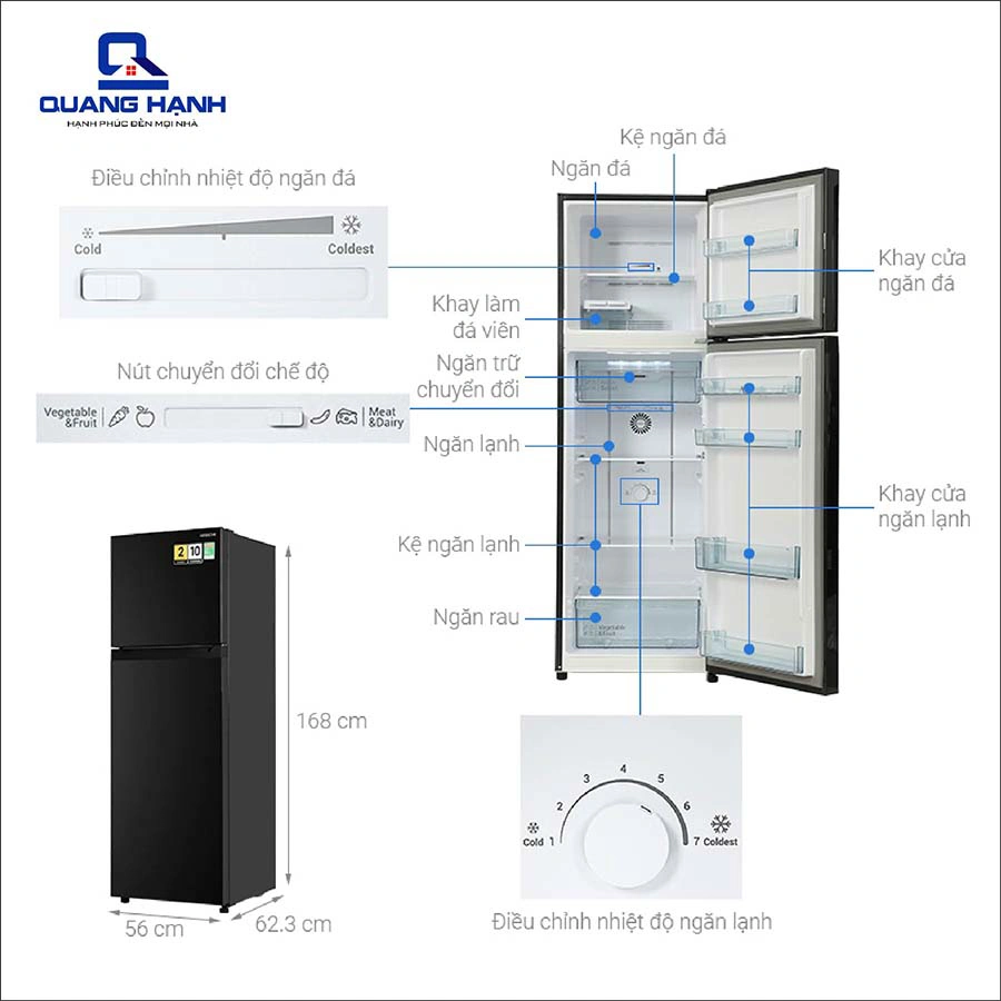 Tủ lạnh Hitachi Inverter 260 lít HRTN5275MFUVN QH244999 1