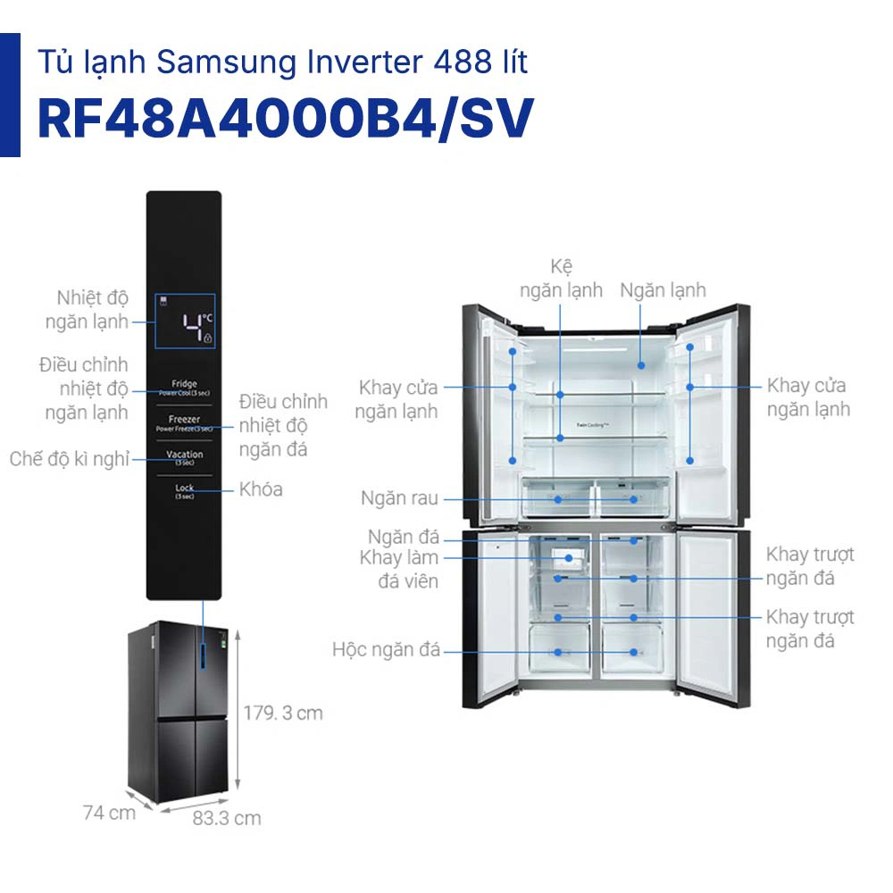 Tủ lạnh Samsung Inverter 488 lít RF48A4000B4/SV QH105720 1