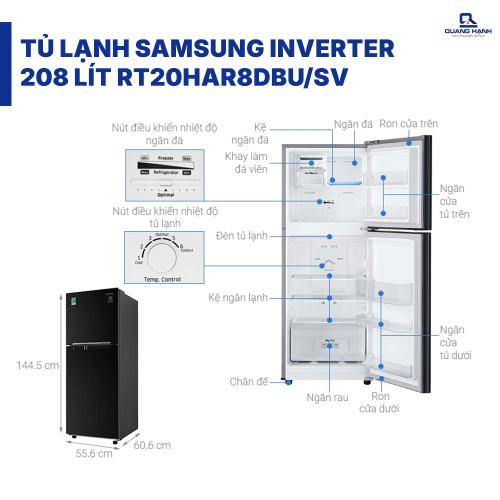 Tủ lạnh Samsung Inverter 208 lít RT20HAR8DBU/SV QH104717 1