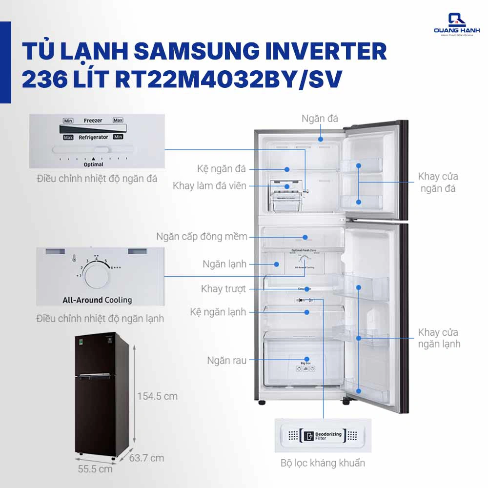 Tủ lạnh Samsung Inverter 236 lít RT22M4032BY/SV QH240675 1