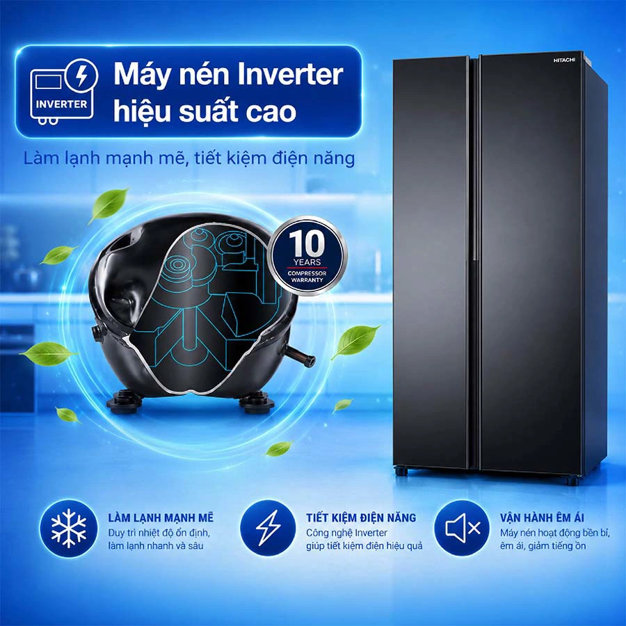 Tủ lạnh Side by Side Hitachi Inverter 656 lít HRSN9713ESUVN QH247628 4